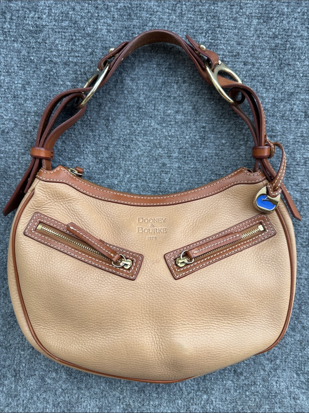 Dooney & Bourke 1975 Pebbled Leather Hobo Bag - Tan/Brown